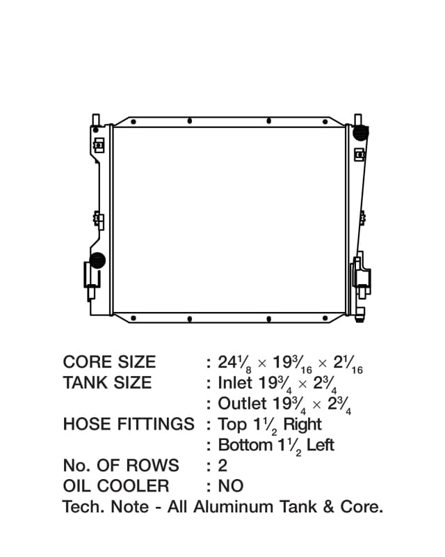 CSF Radiators - Aluminum - Technical Drawing